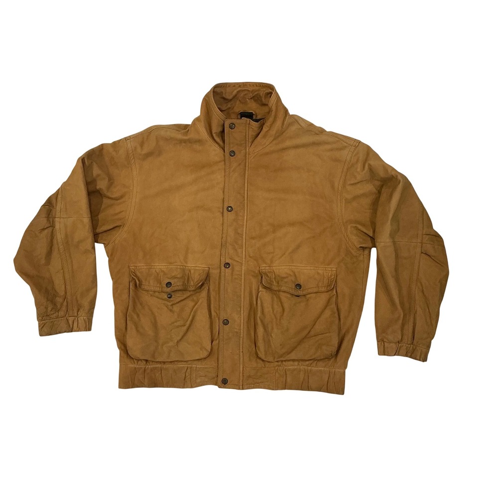 Timberland Weathergear Mens Large Brown Waterproof Leather Bomber Jacket